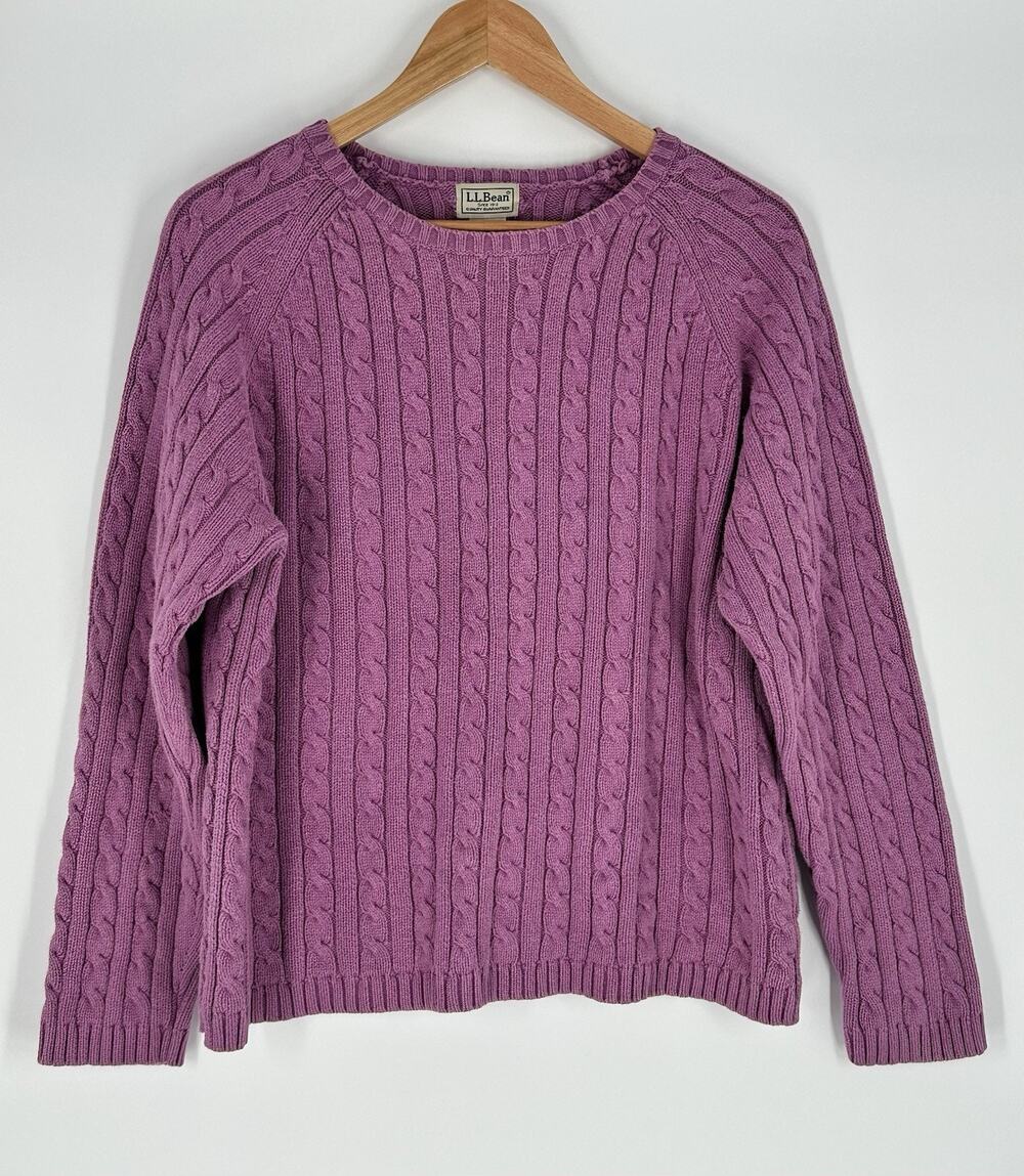 Vintage L.L. Bean Women’s Preppy Old Money Cable Knit Crewneck Sweater Size XL